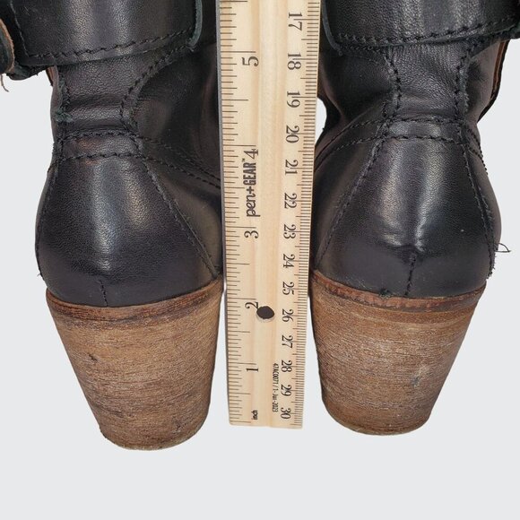 Hudson Black Leather Side Buckle Women's Boot Size 37( US 6) - Picture 4 of 16